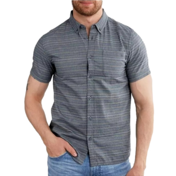 O'Neill Slausen Short Sleeved Button Down Shirt, Navy, size XL - Picture 2 of 6